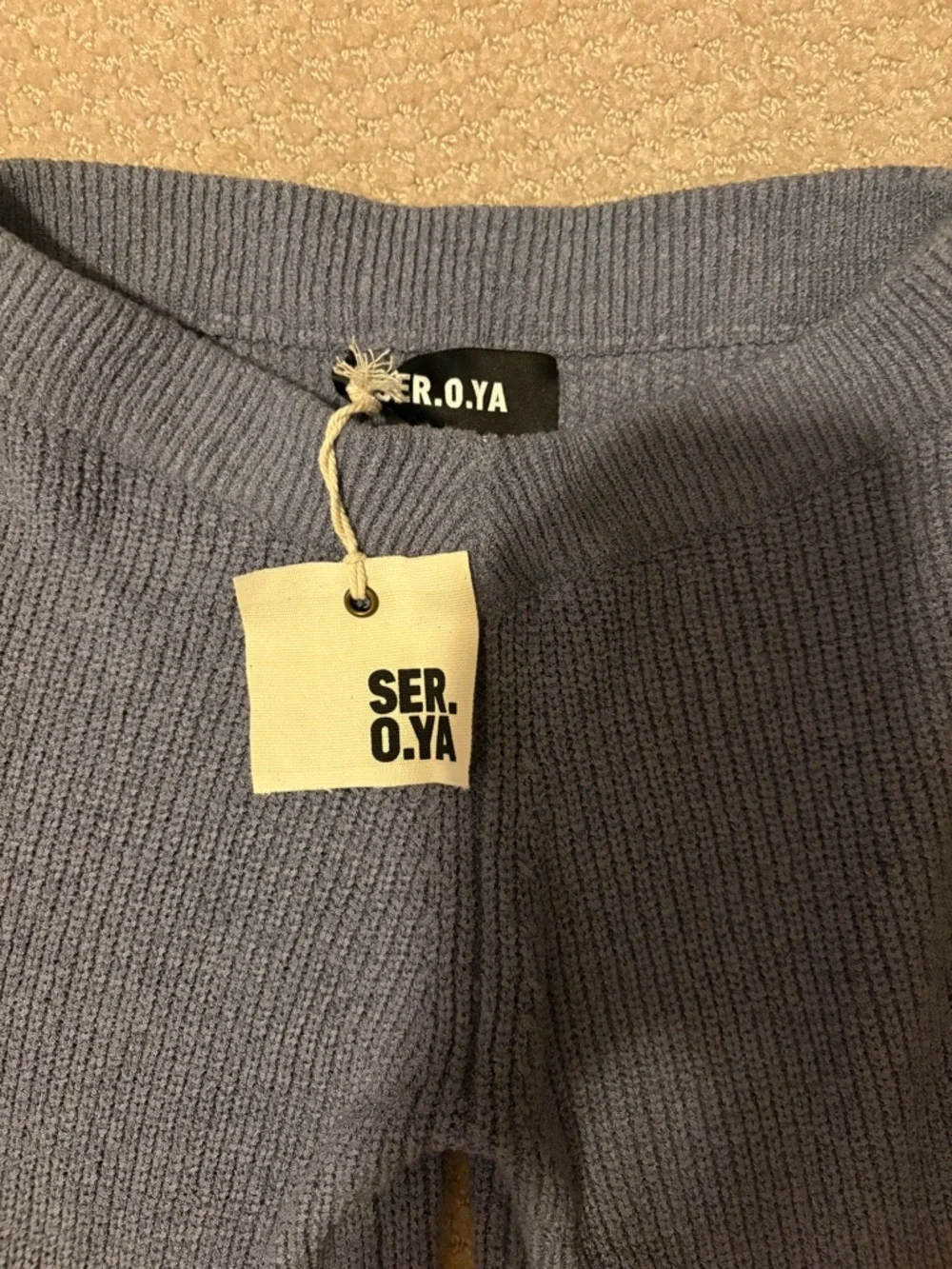 SER.O.YA London Knit Flare Pants Gray Ribbed Bell Bottoms NWT XS - Picture 4 of 6